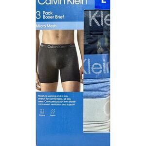 NIB Calvin Klein Men's Micro Mesh Boxer 4 Way Stretch, 3 Pack Blue - Large